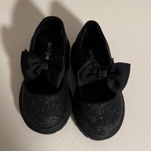 Cat & Jack Black Sparkle Bow Dress Shoes